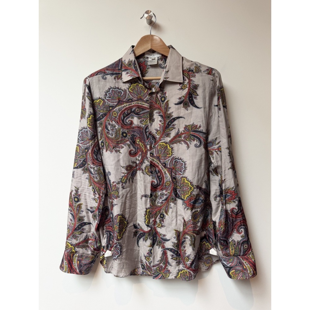Paul & Joe's Men's Silk & Cotton Paisley Unique Button-Down Dress Shrit Sz M